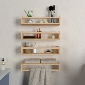 Timeless Horizontal Wall Shelf in Oak Finish by SGK Printers, Durable and Stylish Wall-Mounted Shelf for Living Room, Bedroom, Office, and Kitchen Decor. Made from Termite-Proof and Water-Resistant Wood, Perfect for Displaying Books and Decorative Items.