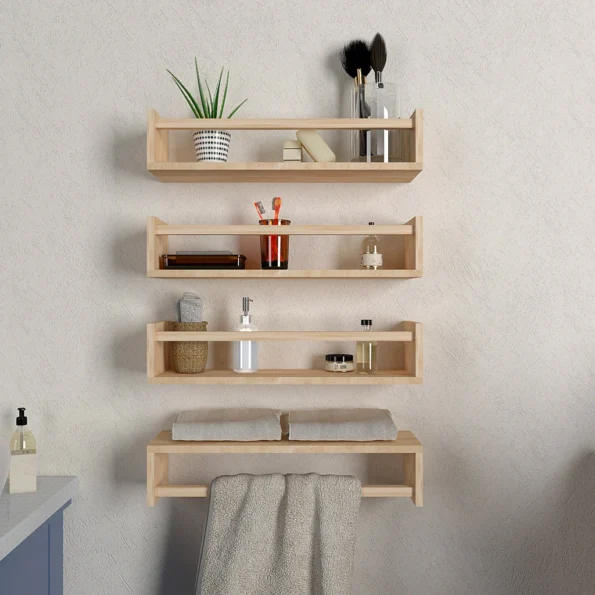 Timeless Horizontal Wall Shelf in Oak Finish by SGK Printers, Durable and Stylish Wall-Mounted Shelf for Living Room, Bedroom, Office, and Kitchen Decor. Made from Termite-Proof and Water-Resistant Wood, Perfect for Displaying Books and Decorative Items.