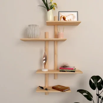 Contemporary Designer Wall Shelf with Light Oak Finish by SGK Printers. A modern, sleek wall-mounted shelf for displaying decor, books, and more, perfect for small spaces or modern interiors.