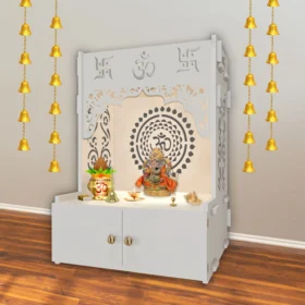 sgk printers 4th-designer-om-chakra-floor-temple-with-spacious-wooden-shelf-_-inbuilt-focus-lightwhite-finish-