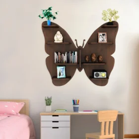 wood shelf butterfly image